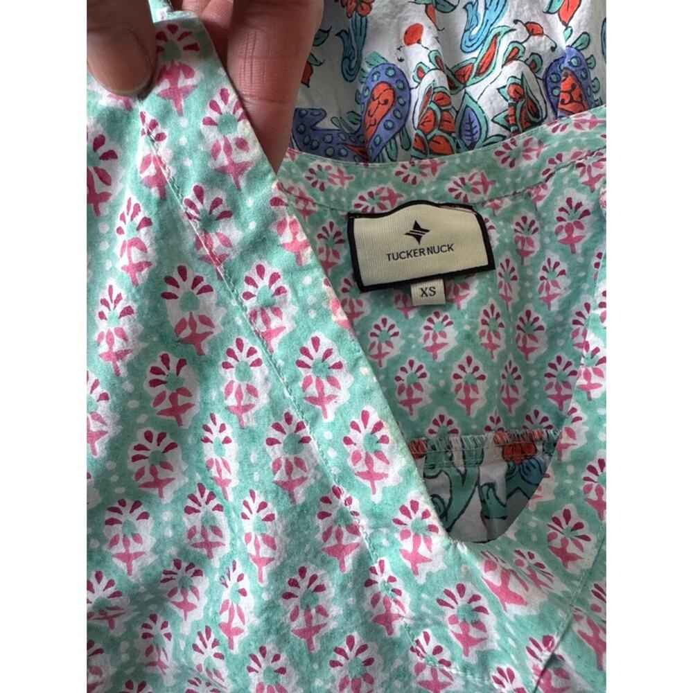 Tuckernuck Teal and Seagrass Floral Block Print Kenzie Tiered Mini Dress XS - Picture 12 of 12